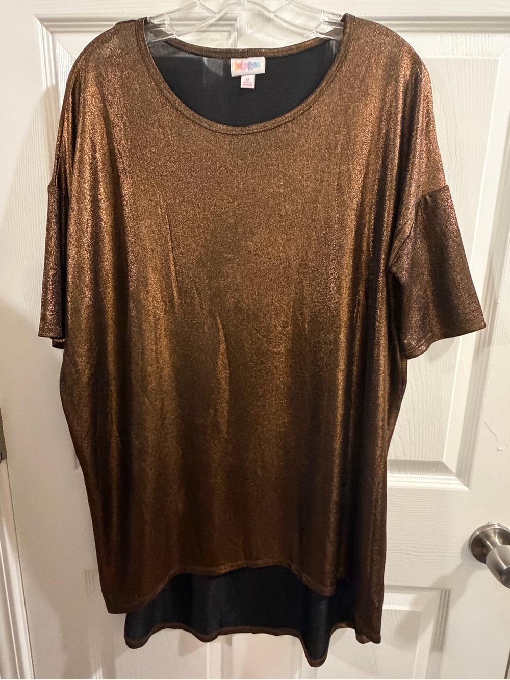 LuLaRoe Irma Tunic Size Medium Bronze Metallic